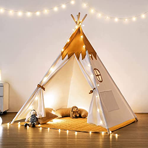 besrey Tipi Enfant avec Tapis Rembourré & Fixateur & Lumière,
