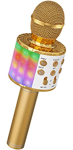 Ankuka Microphone sans Fil Karaoké, Micro Karaoke Enfant avec Lumières