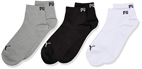 PUMA Garçon Puma Quarter 3p Chaussettes de sport, Gris (Grey/White/Black