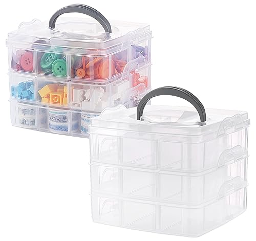 Boîte de Rangement avec Compartiments,ilauke Lot de 2 Boite Rangement