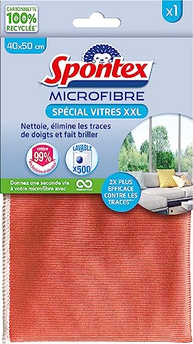 SPONTEX - Microfibre Spécial Vitres XXL - Nettoie et élimine