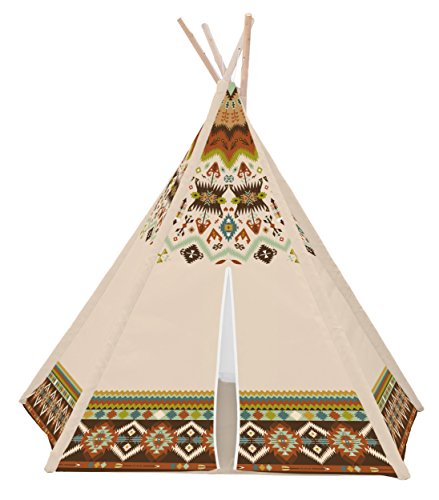 Achoka Tente Tipi Indien avec Sol en Polyester Beige 120X120x