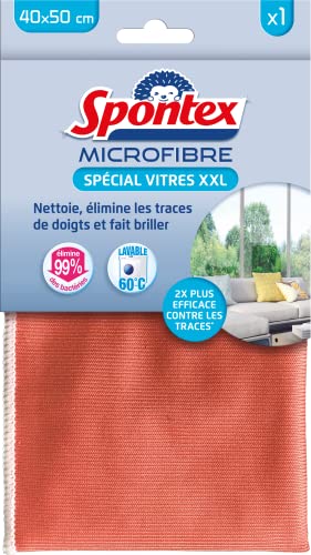 SPONTEX - Microfibre Spécial Vitres XXL - Nettoie et élimine