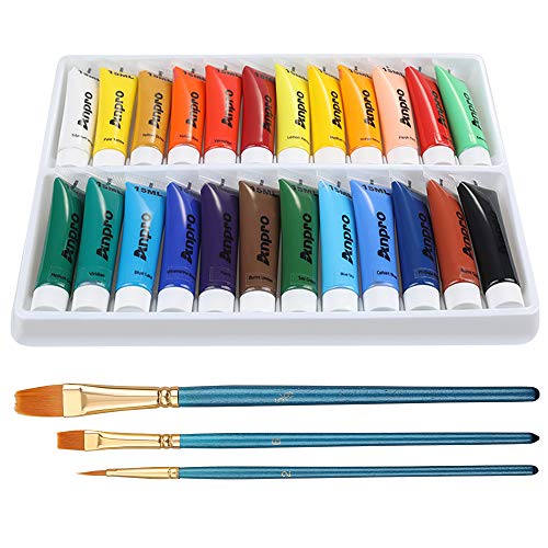 Anpro Tubes de Peinture Acrylique 24 x 15 ml -