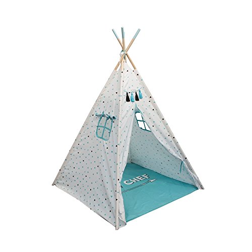 THE HOME DECO FACTORY Tipi Garçon, Polyester, Bleu, 125 x