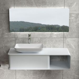 Distribain Plan de toilette suspendu avec vasque rectangulaire en solid